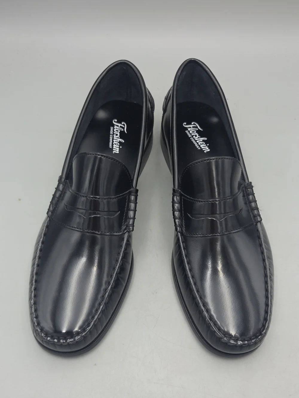 Mens Florsheim Berkley Moc Toe Penny Loafers Black Leather Size 10.5 D